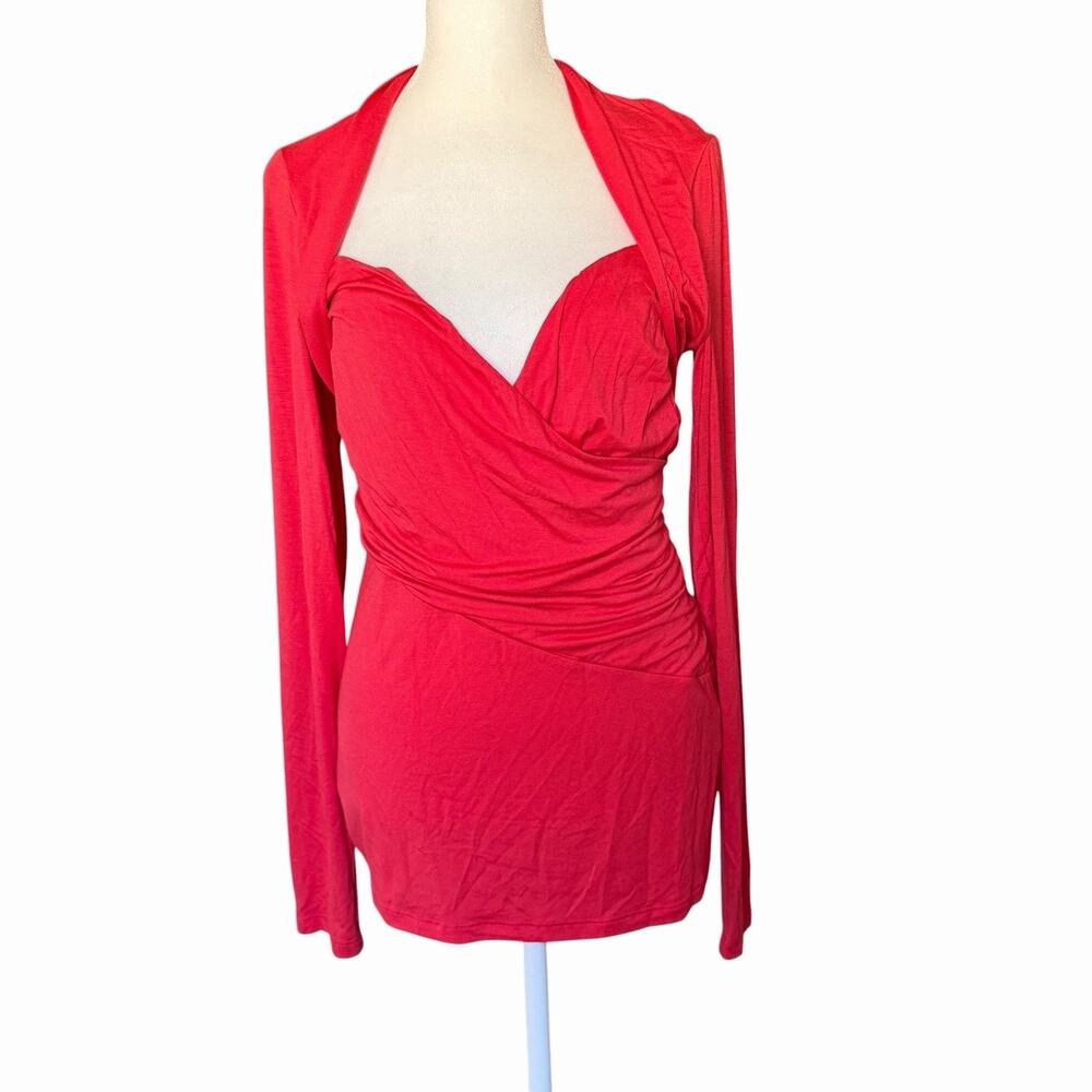 Velvet Graham & Spencer Womens Large Blouse Sweetheart Long Sleeve Top Red Sexy